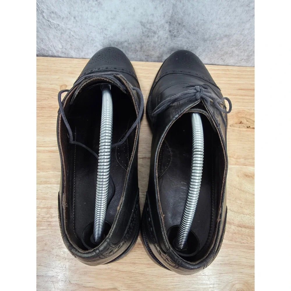 Bruno Magli Derby Shoes Mens 10.5 Black Leather Cap Toe Brogue Oxford Timeless